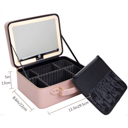 BEAUTY CASE ULTIMATE * bag with mirror and Led for makeup • Premium Mirror Make in leather